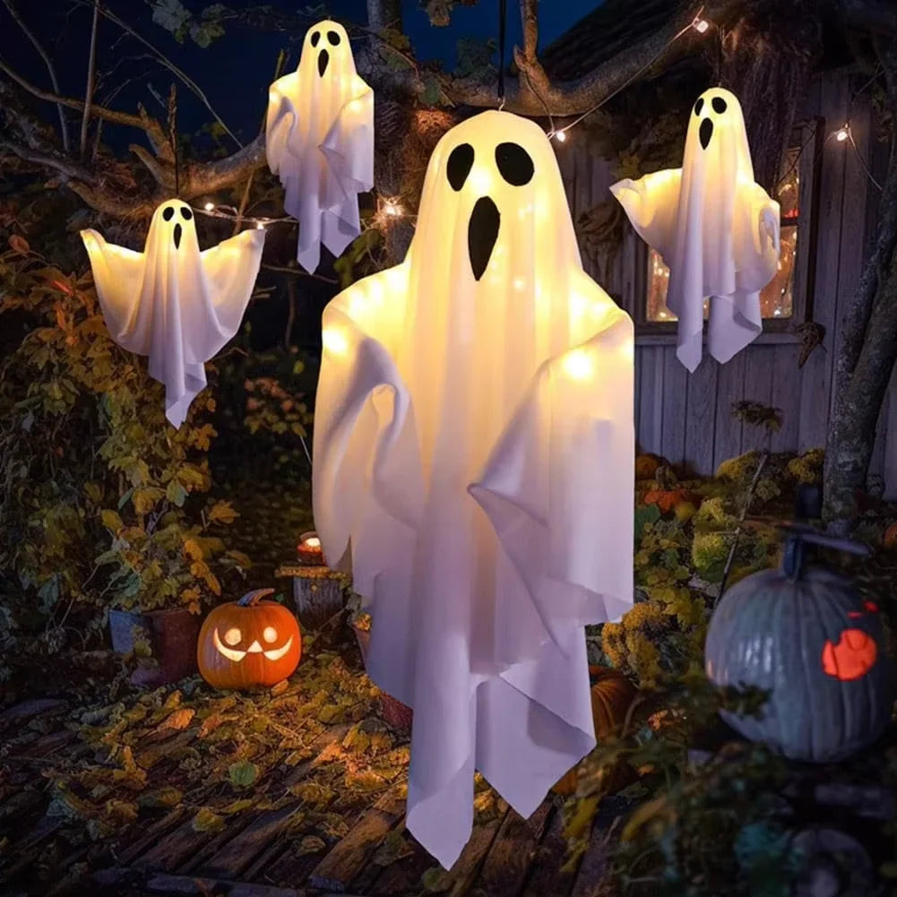 Glowing Ghost LED Hanging Decoration for a small-space Halloween display