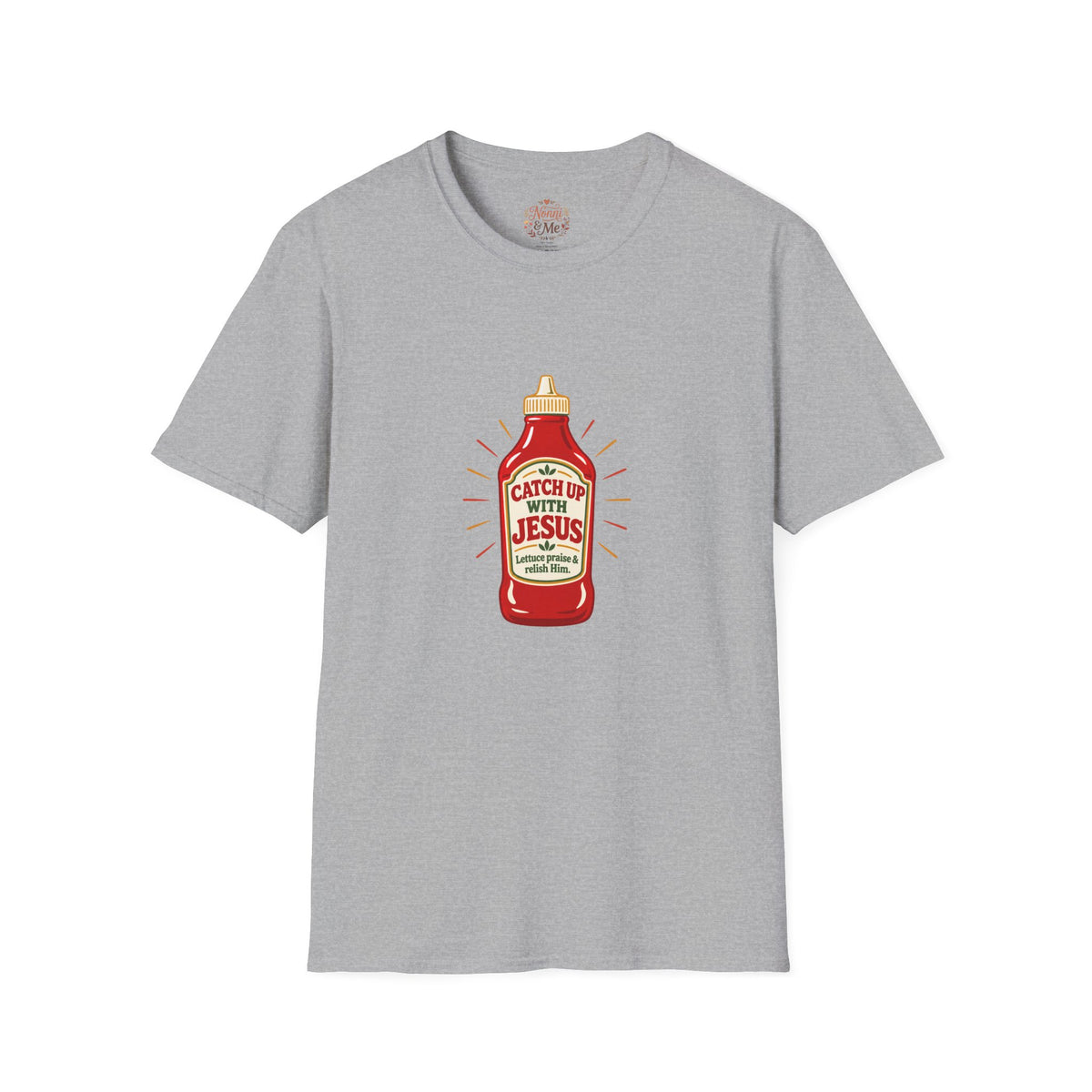 T‑Shirt — “Catch Up With Jesus” Ketchup Bottle Graphic Christian Tee
