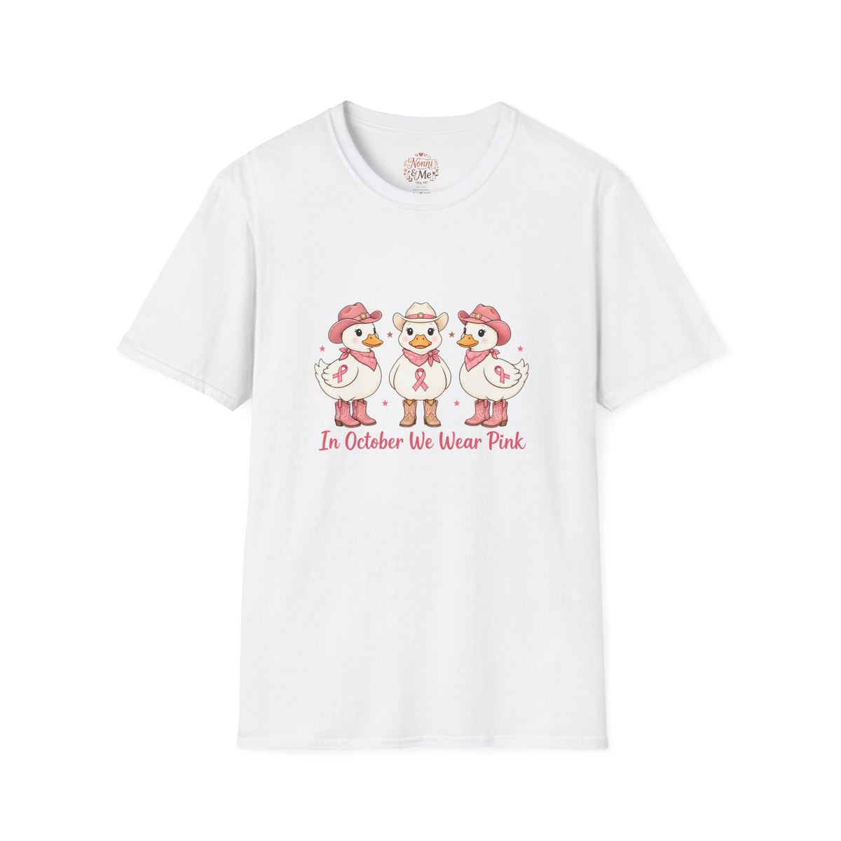 Breast Cancer Awareness Ducks T-Shirt — "In October We Wear Pink"