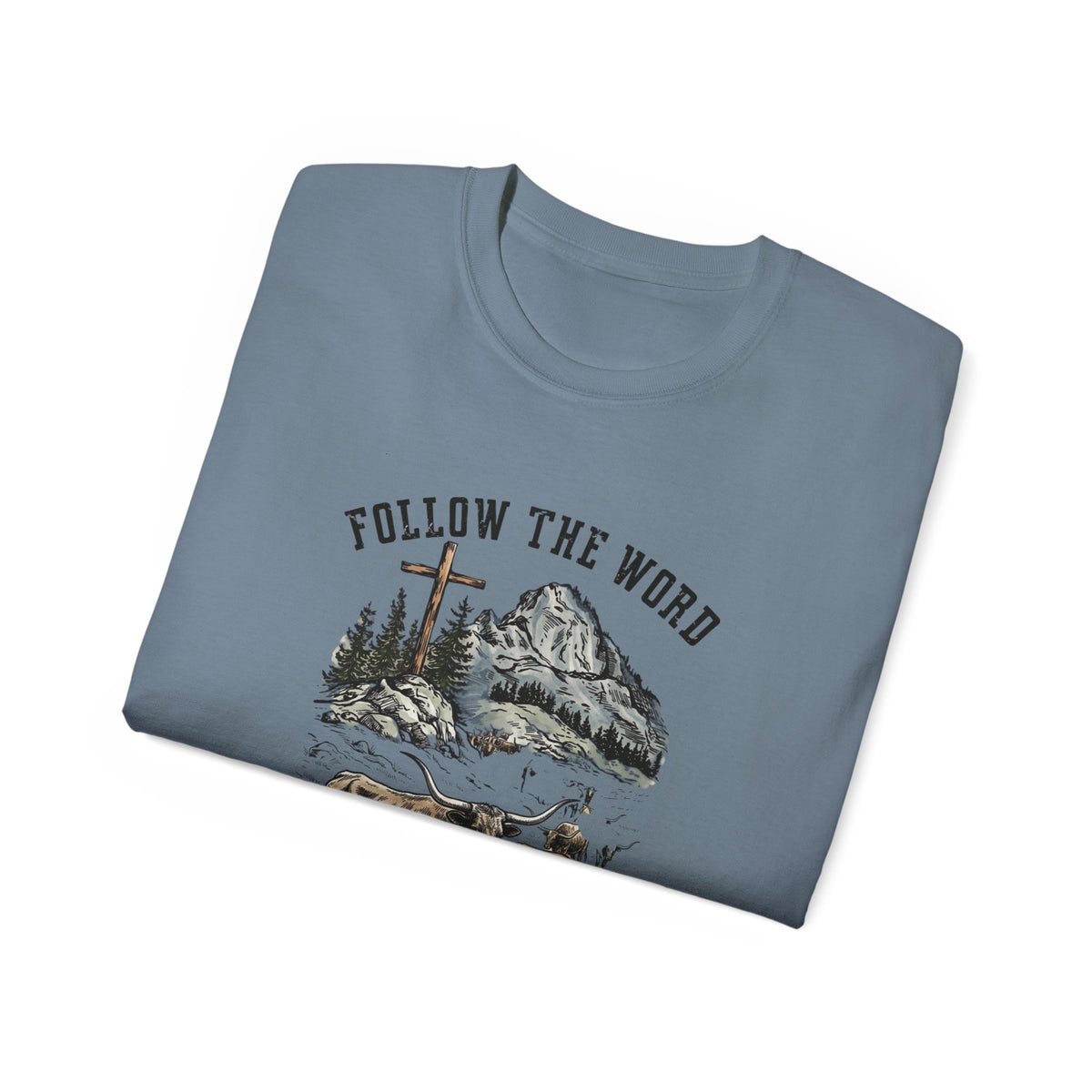 Christian 'Follow the Word Not the Herd' Graphic Tee — Faith Cowboy Ranch Design