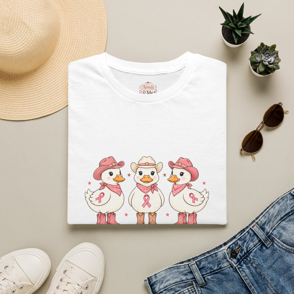 Breast Cancer Awareness Ducks T-Shirt — "In October We Wear Pink"
