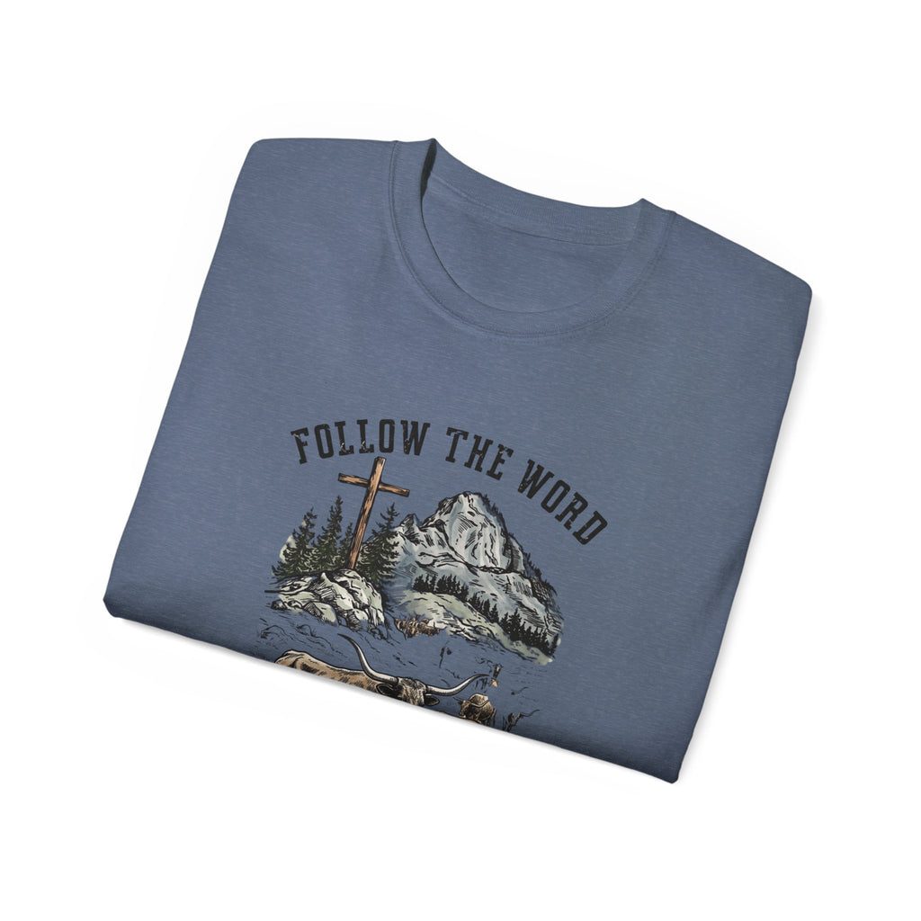 Christian 'Follow the Word Not the Herd' Graphic Tee — Faith Cowboy Ranch Design