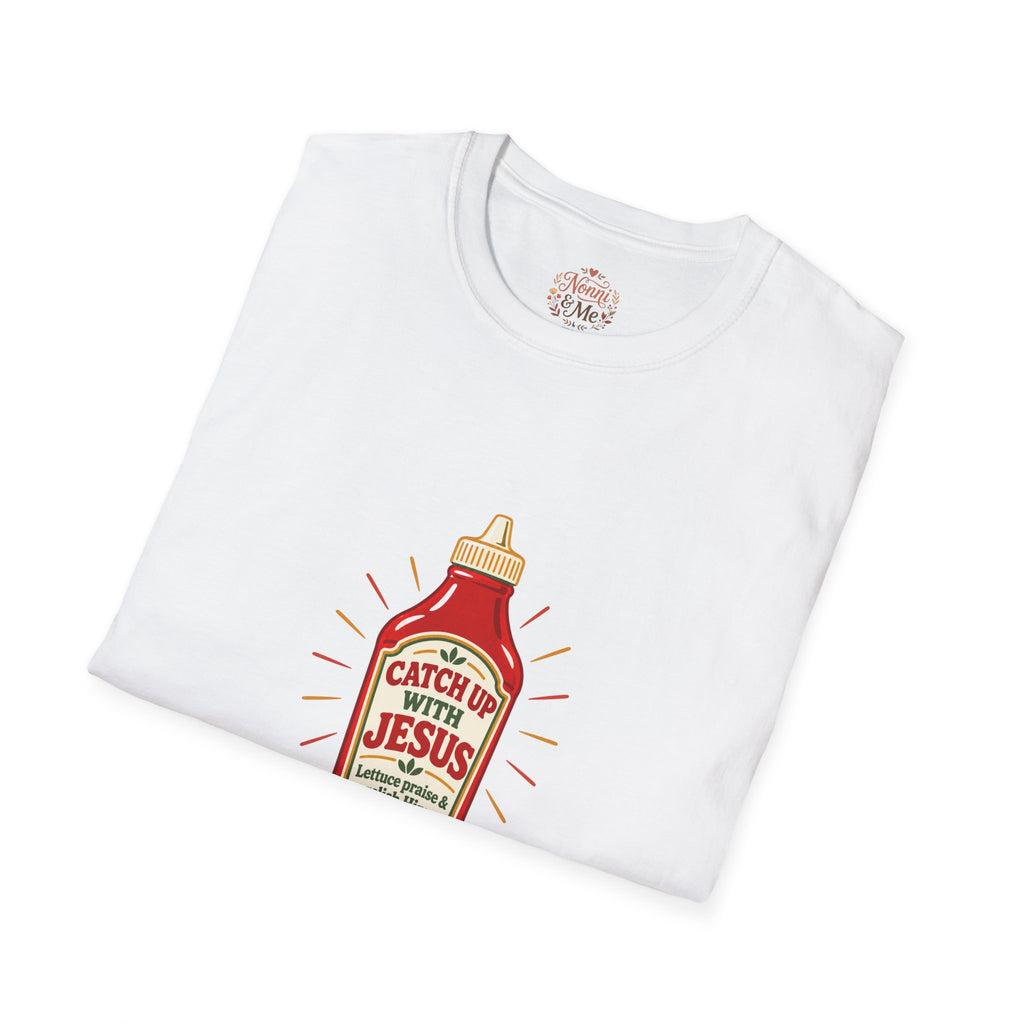 T‑Shirt — “Catch Up With Jesus” Ketchup Bottle Graphic Christian Tee