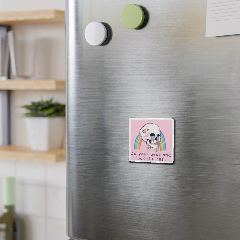 Die-Cut Magnet — Rainbow Skull “Do Your Best and Fuck the Rest”