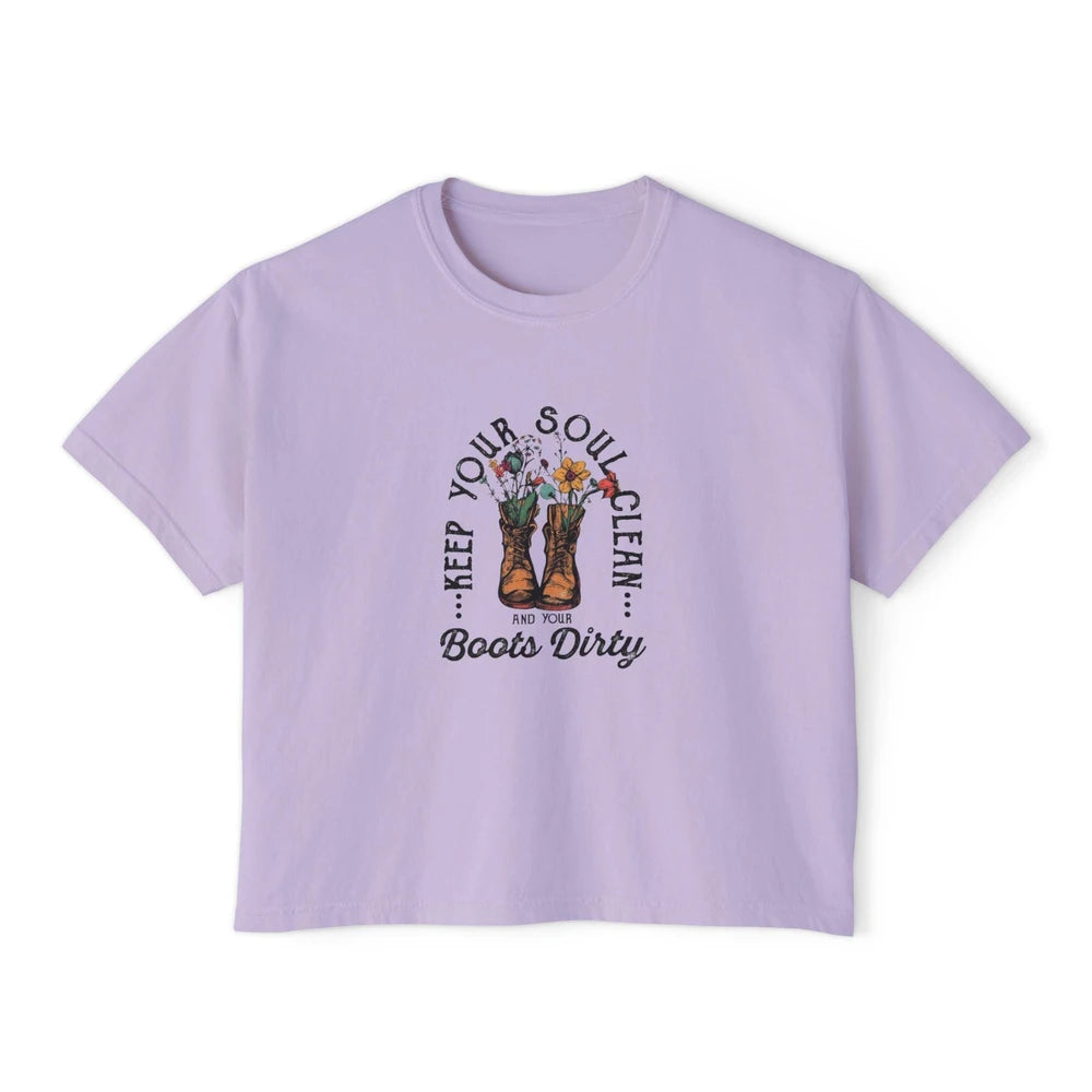 'Keep Your Soul Clean' Cotton Boxy Tee