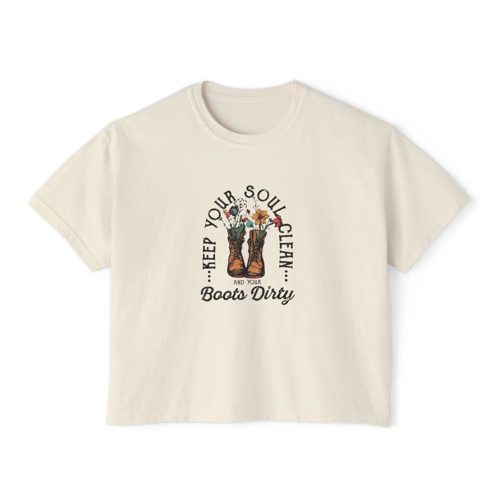 'Keep Your Soul Clean' Cotton Boxy Tee