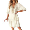 Embroidered V Neck Casual Dress