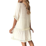 Embroidered V Neck Casual Dress