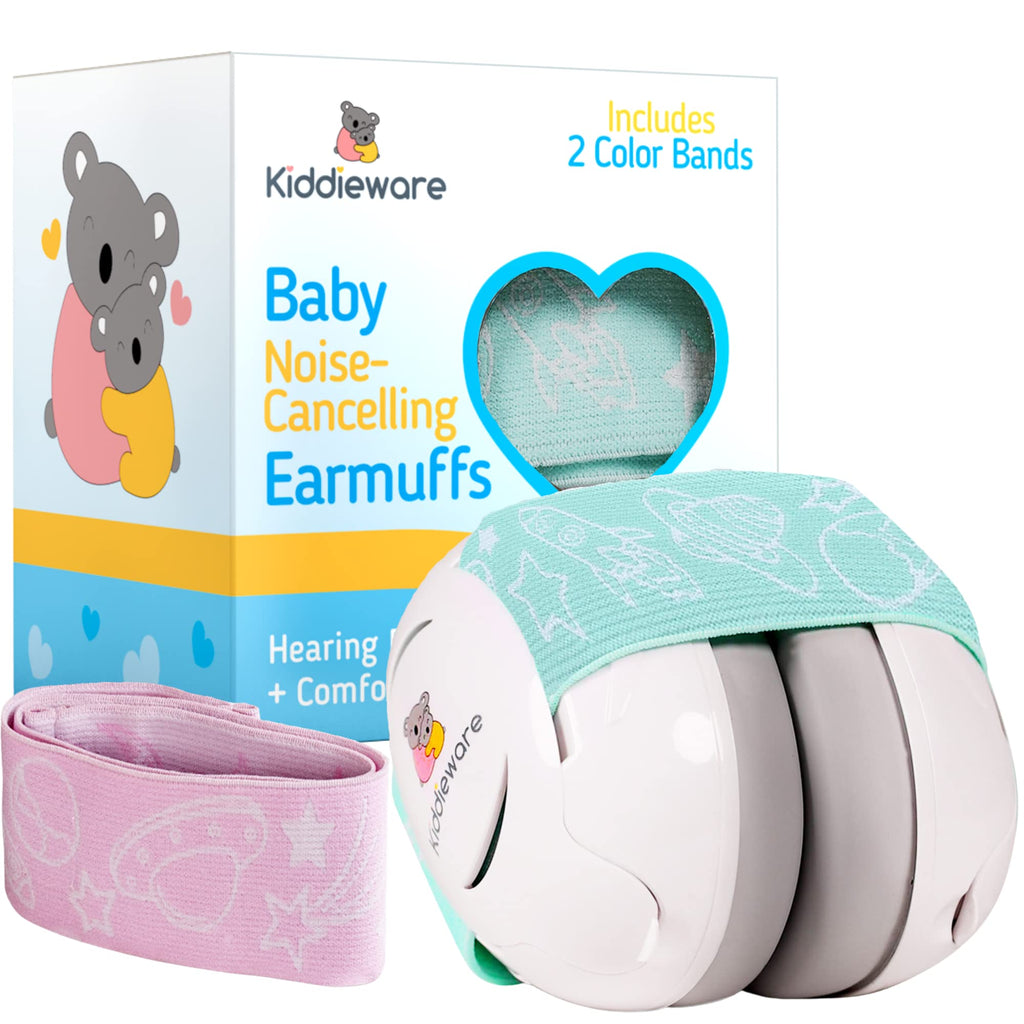 Kiddieware Green Baby Noise Cancelling Headphones for Baby 0-24 Months - Soundproof Baby Ear Muffs for Baby Ear Protection Helps Sleep