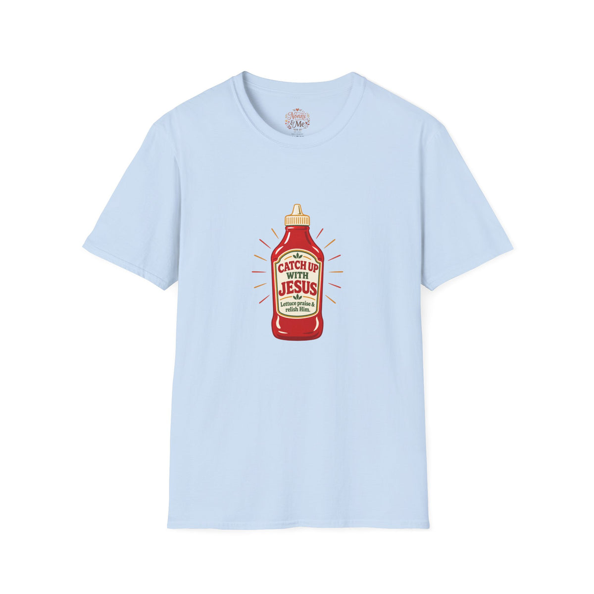 T‑Shirt — “Catch Up With Jesus” Ketchup Bottle Graphic Christian Tee