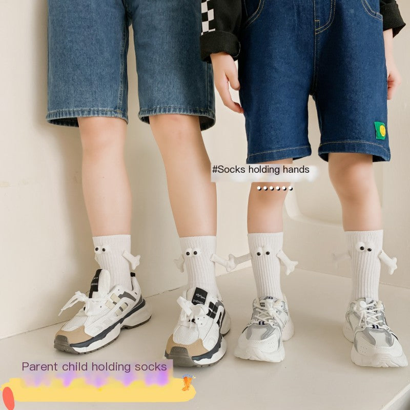 Cute Solid Color Kids' Mid-Calf Socks for Parents & Kids