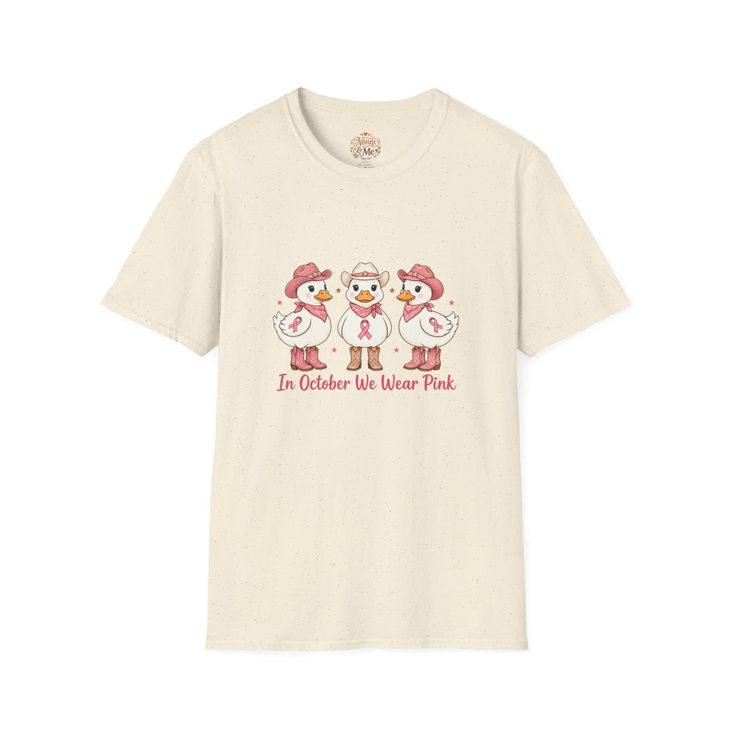 Breast Cancer Awareness Ducks T-Shirt — "In October We Wear Pink"