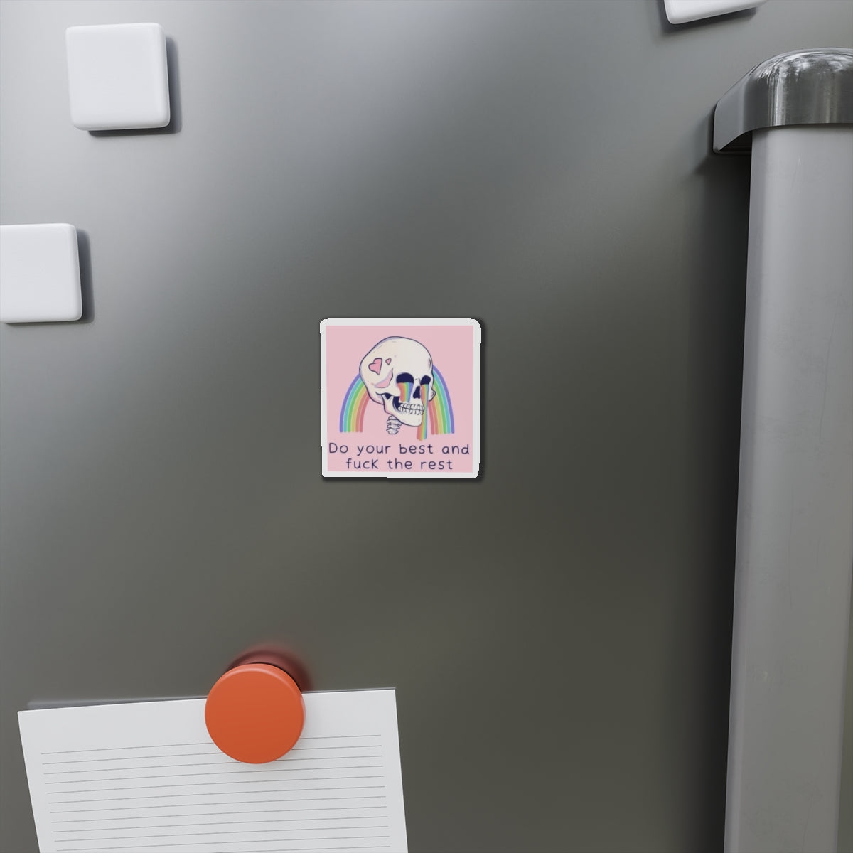 Die-Cut Magnet — Rainbow Skull “Do Your Best and Fuck the Rest”