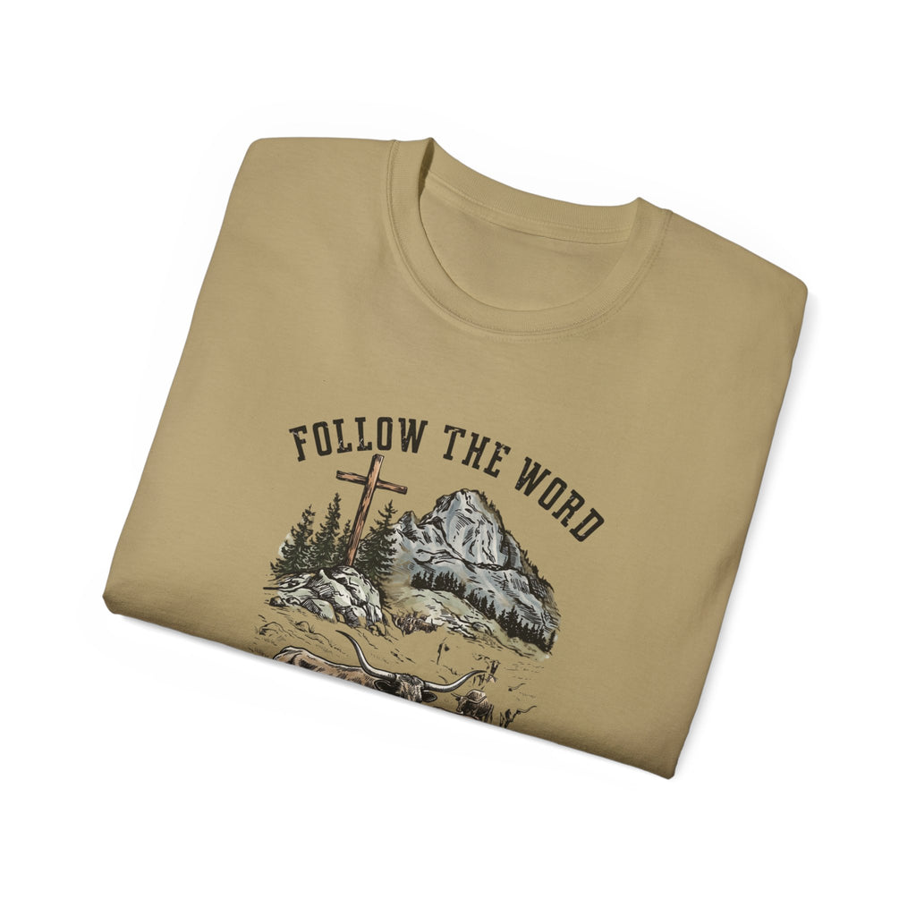 Christian 'Follow the Word Not the Herd' Graphic Tee — Faith Cowboy Ranch Design