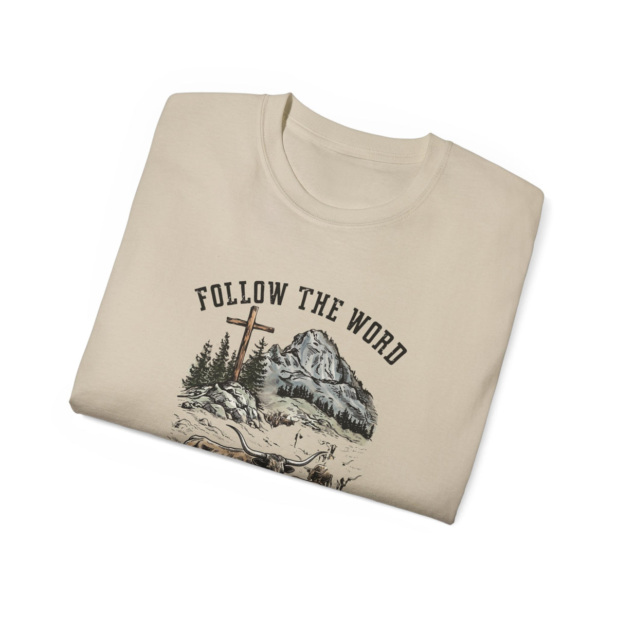 Christian 'Follow the Word Not the Herd' Graphic Tee — Faith Cowboy Ranch Design