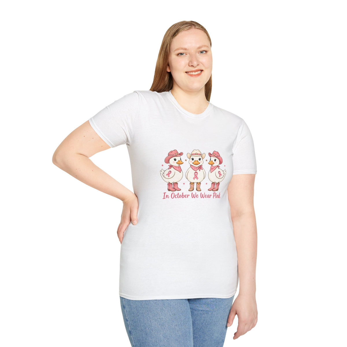 Breast Cancer Awareness Ducks T-Shirt — "In October We Wear Pink"