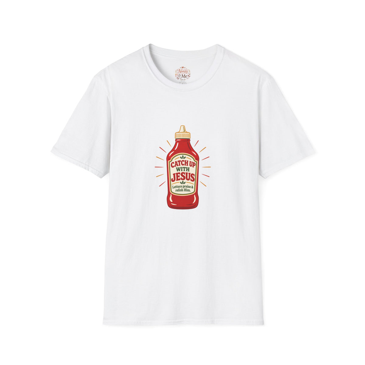 T‑Shirt — “Catch Up With Jesus” Ketchup Bottle Graphic Christian Tee