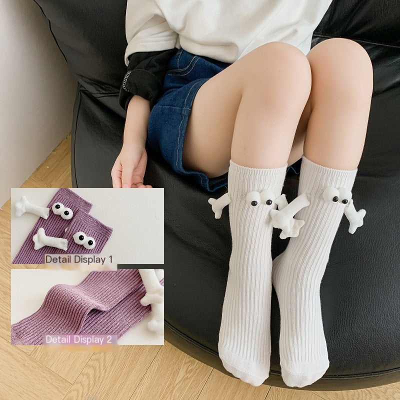 Cute Solid Color Kids' Mid-Calf Socks for Parents & Kids