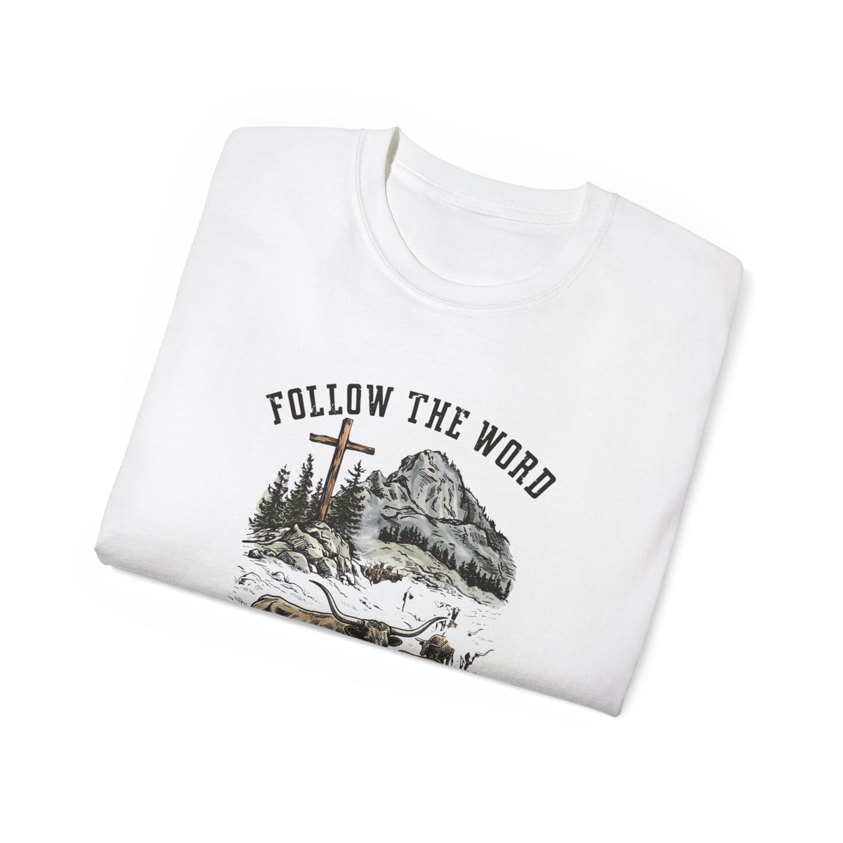 Christian 'Follow the Word Not the Herd' Graphic Tee — Faith Cowboy Ranch Design