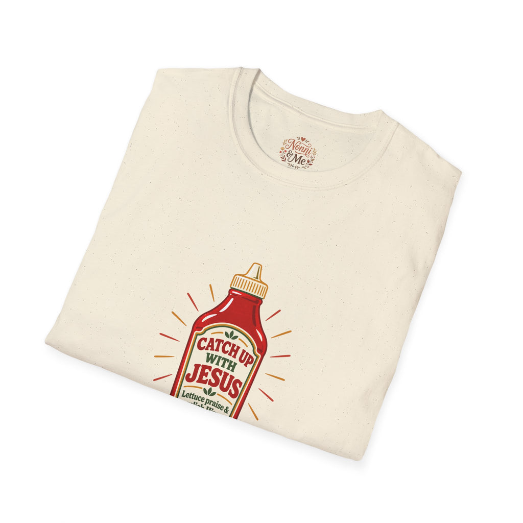 T‑Shirt — “Catch Up With Jesus” Ketchup Bottle Graphic Christian Tee
