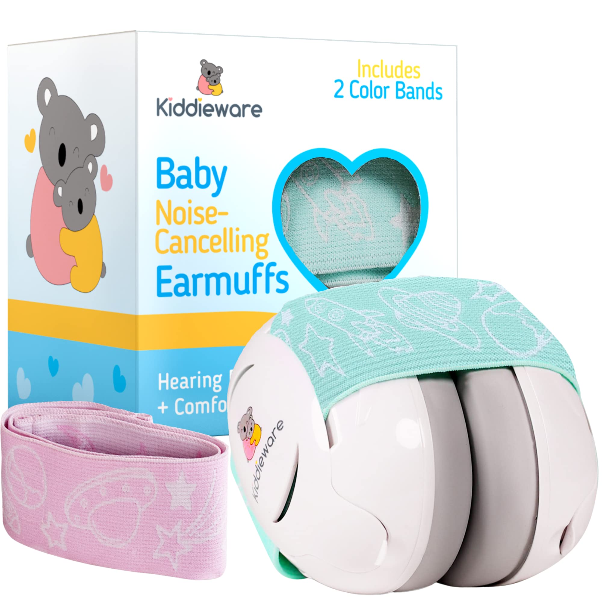 Kiddieware Green Baby Noise Cancelling Headphones for Baby 0-24 Months - Soundproof Baby Ear Muffs for Baby Ear Protection Helps Sleep