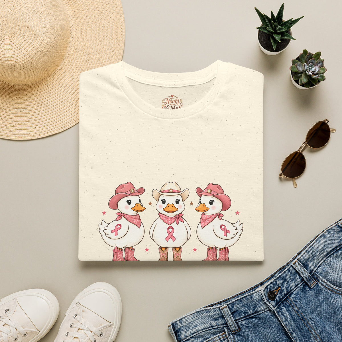 Breast Cancer Awareness Ducks T-Shirt — "In October We Wear Pink"