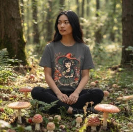 Mushroom Girl Cotton T-Shirt