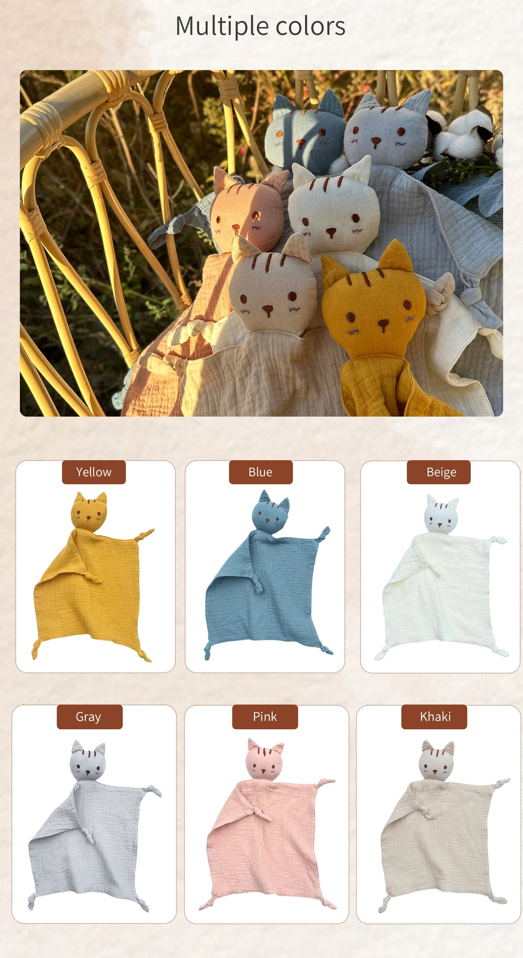 Baby Appease Infant Cotton Cat Handkerchief