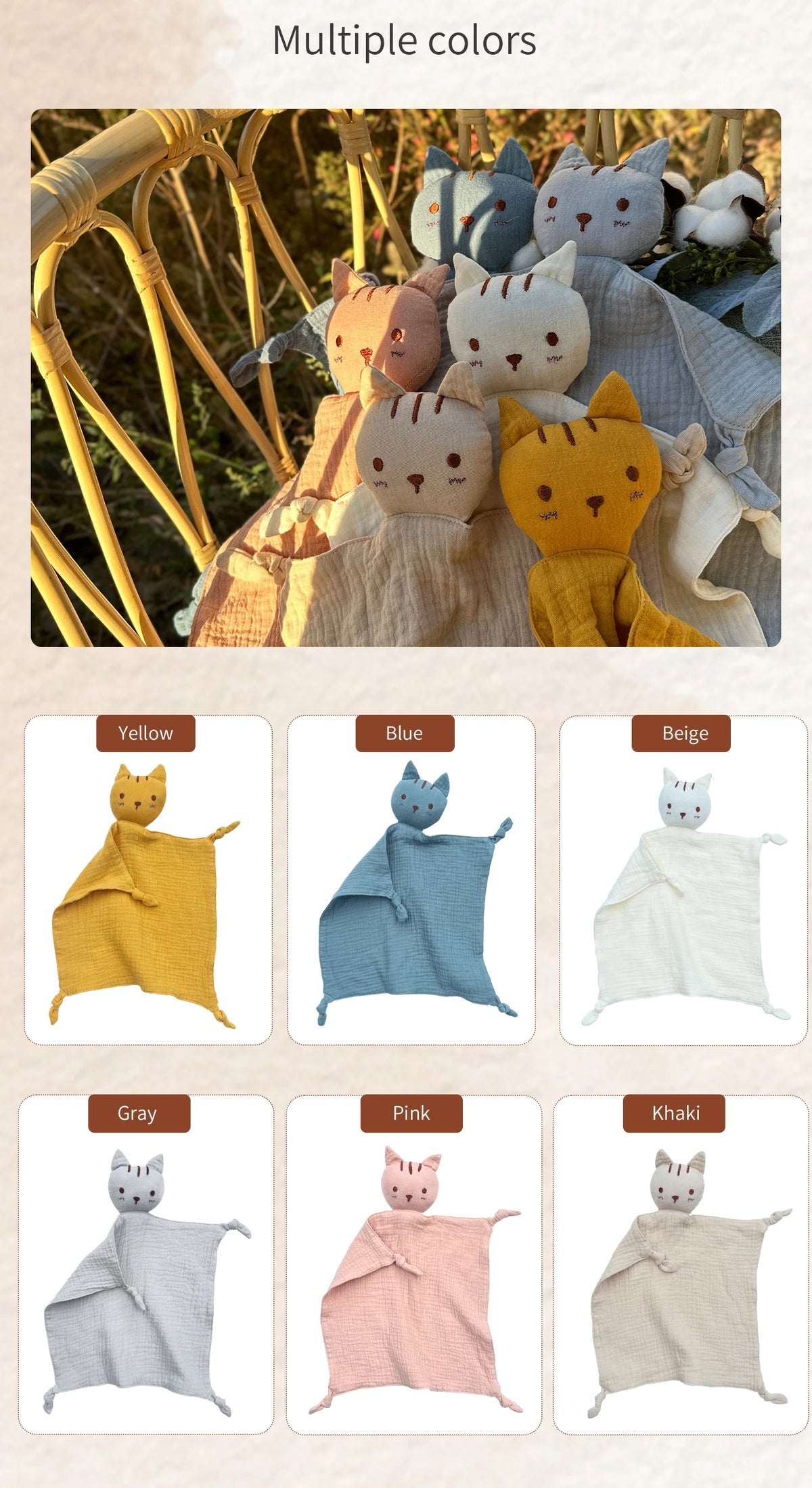 Baby Appease Infant Cotton Cat Handkerchief