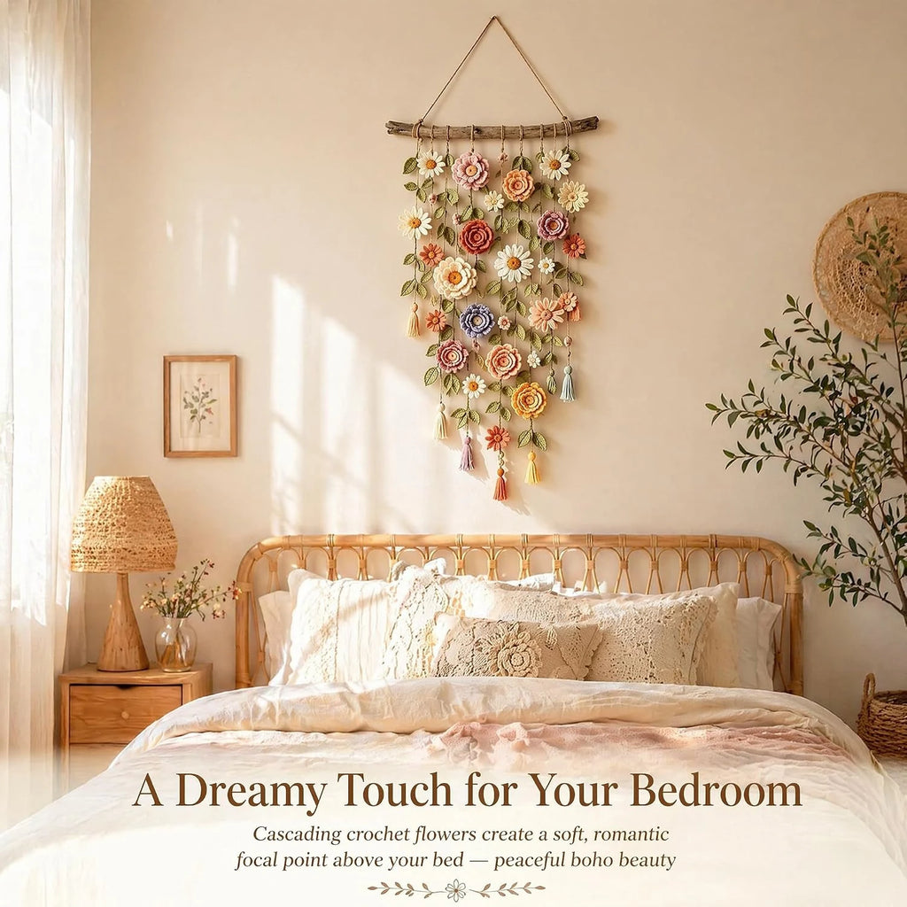 Boho Floral Crochet Wall Hanging