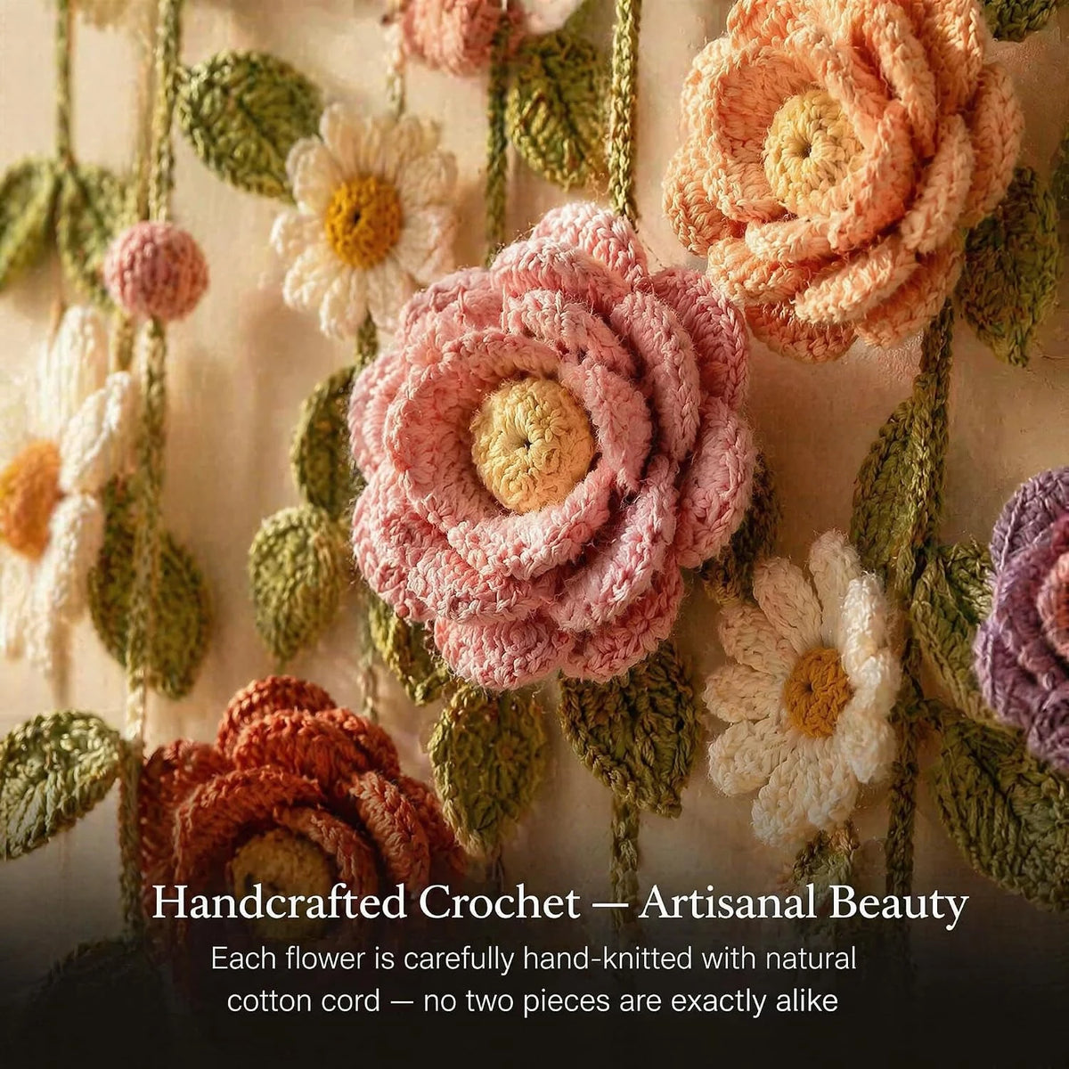 Boho Floral Crochet Wall Hanging