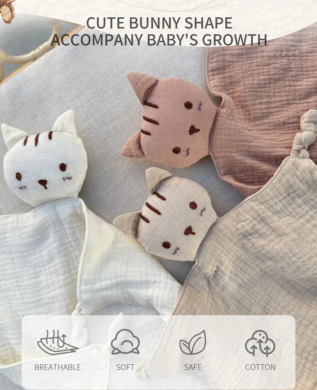 Baby Appease Infant Cotton Cat Handkerchief