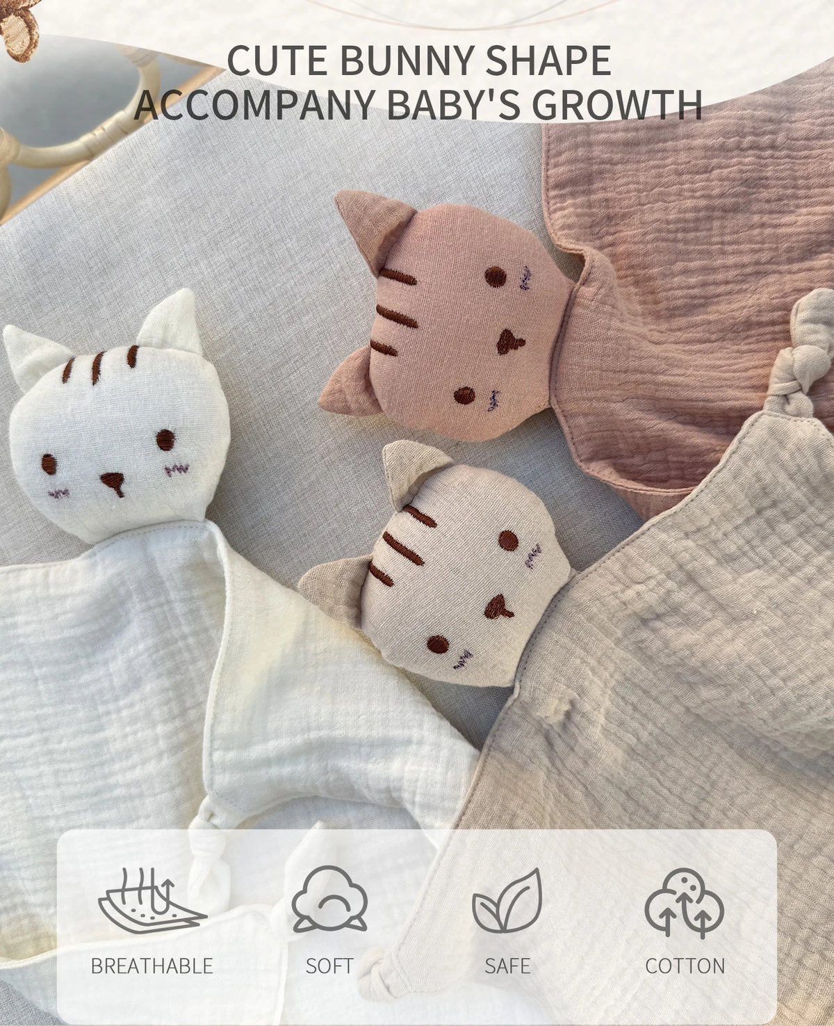 Baby Appease Infant Cotton Cat Handkerchief
