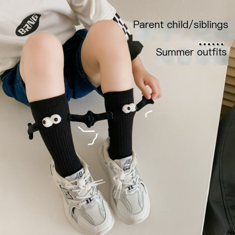 Cute Solid Color Kids' Mid-Calf Socks for Parents & Kids