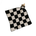 Forever French Baby | Baby Lovey | Pacifier Holder | Lovie Baby Gifts | Baby Boy & Baby Girl | Ideal for Age 0 Months & Up | Microfiber Feather Yarn (Black & White Checkerboard)
