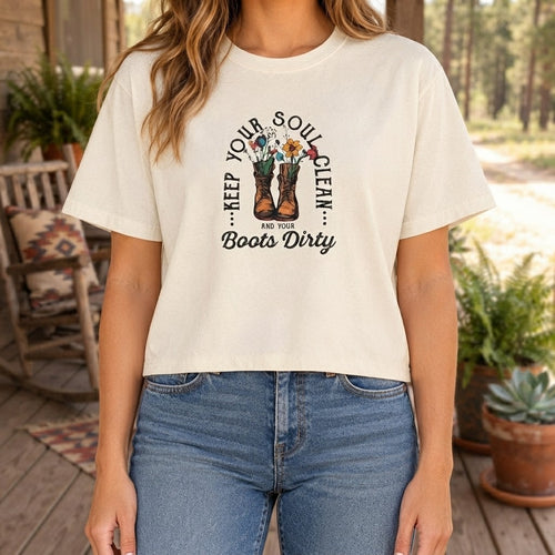 'Keep Your Soul Clean' Cotton Boxy Tee