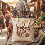 Boho Skull Canvas Tote